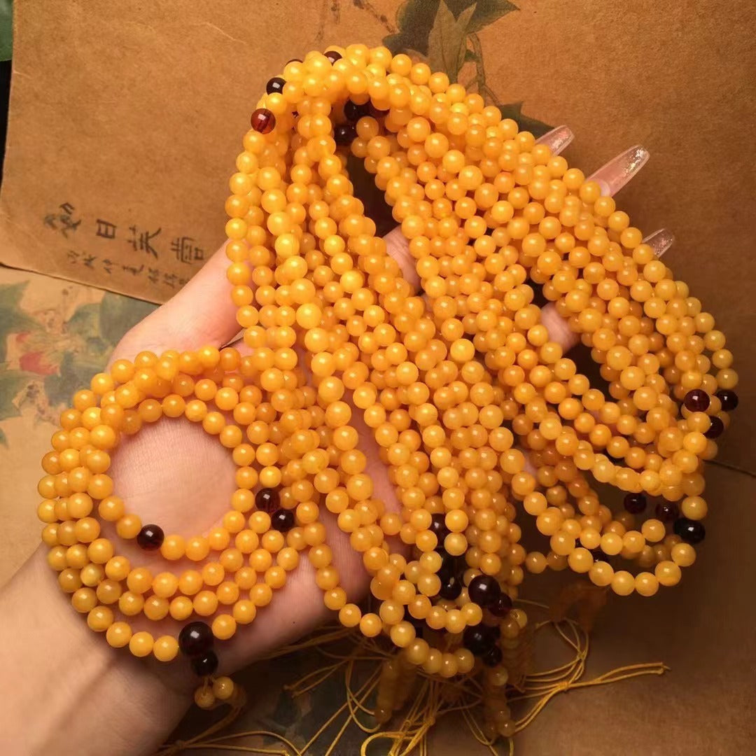 Natural Beeswax 108 Buddha Beaded Necklace Accessories