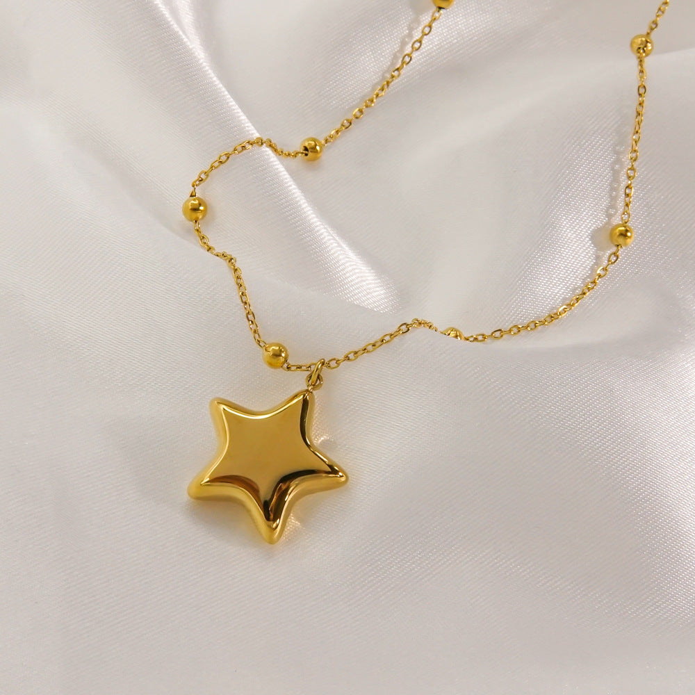 Simple Style Five-pointed Star Stainless Steel Necklace Earrings