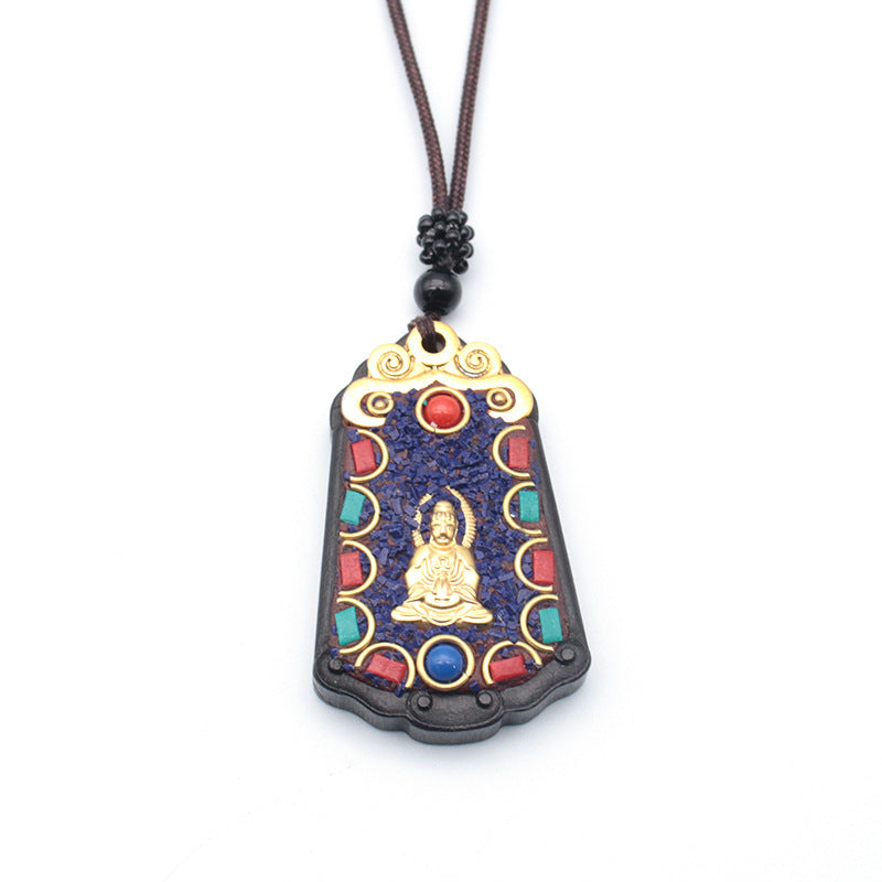 Tibetan Thangka Vintage Necklace Blackwood