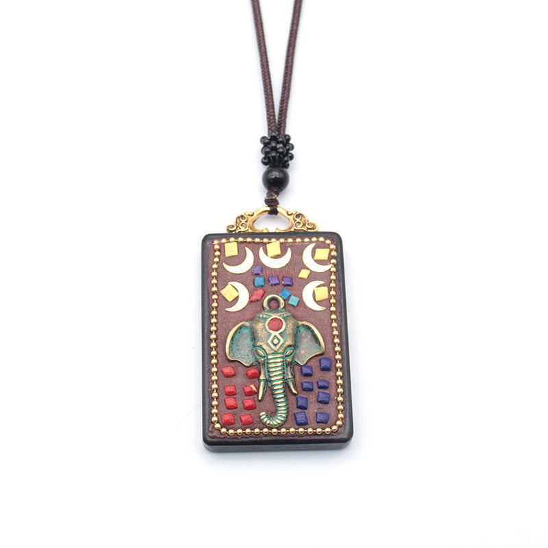 Tibetan Thangka Vintage Necklace Blackwood