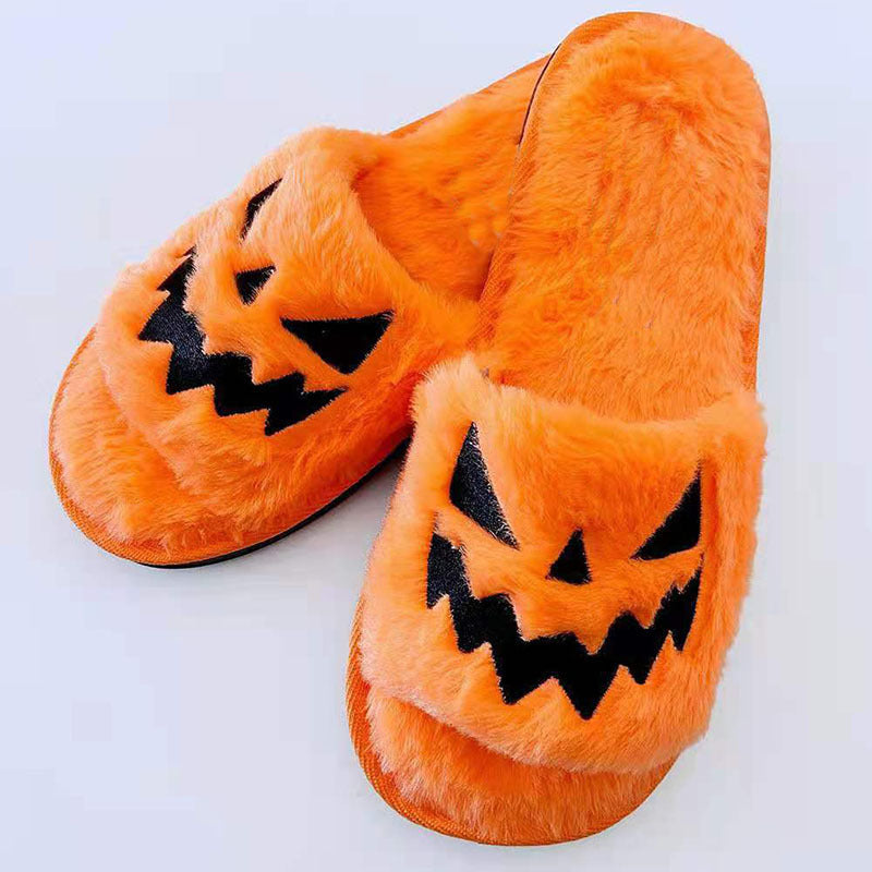 Zapatos de Halloween Zapatillas de casa cálidas y lindas de invierno para mujer