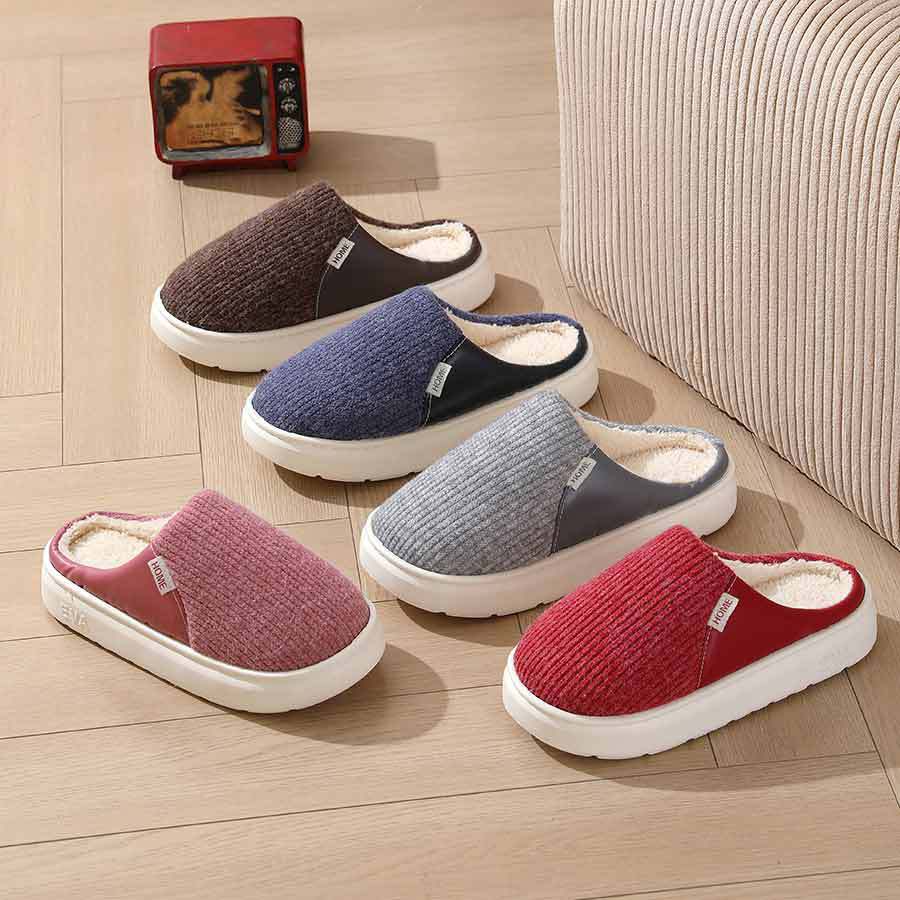 Winter Warm Plush Home Slippers Lightweight Thick Bottom Silent Non-slip Floor Bedroom Slippers Couple House Shoes Women Men