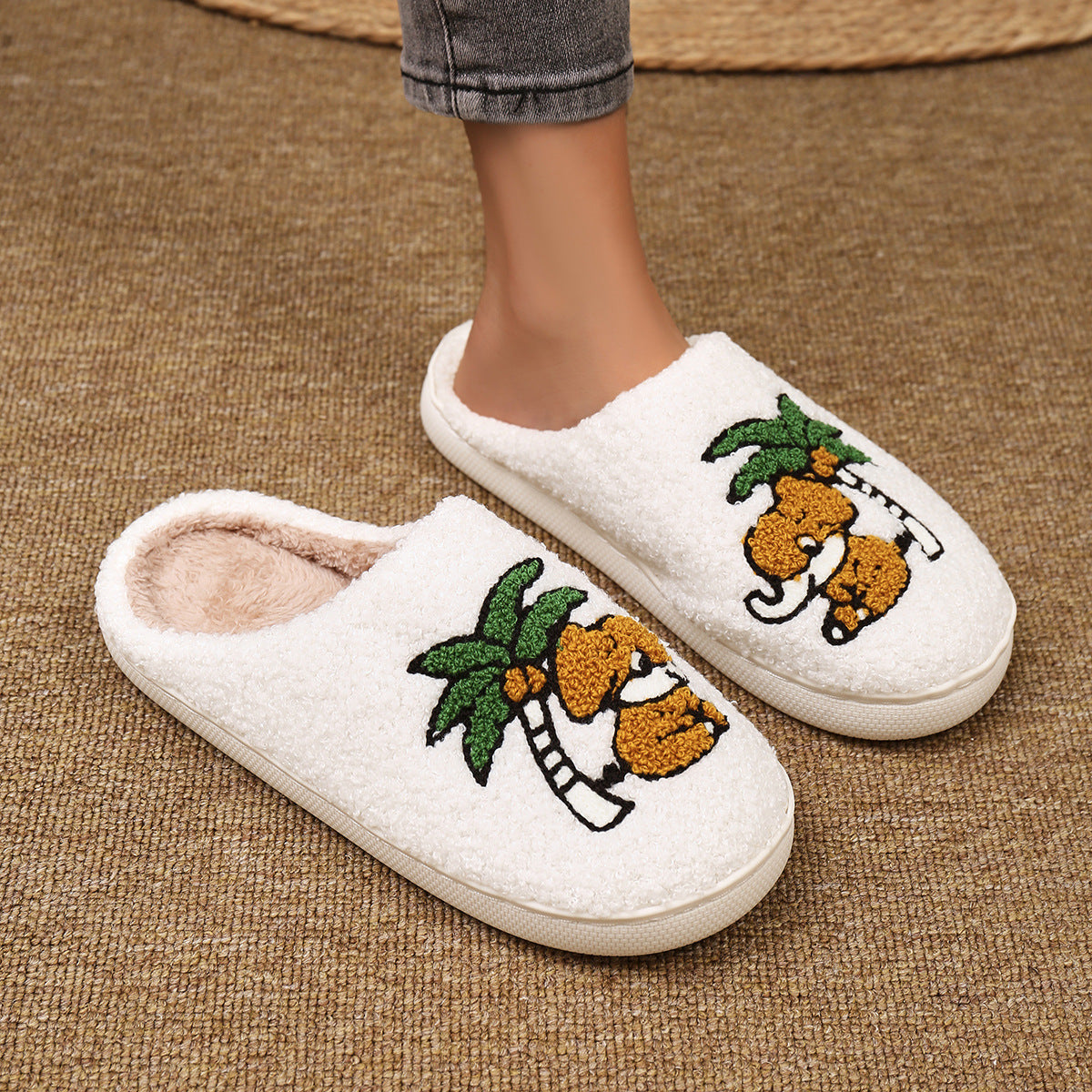 Cartoon Elephant Home Slippers Flat Non-slip Men And Women