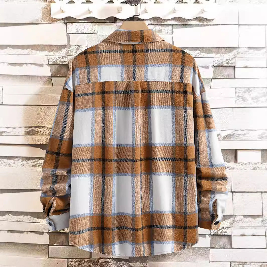 Men's Autumn And Winter Plaid Coat Shirt