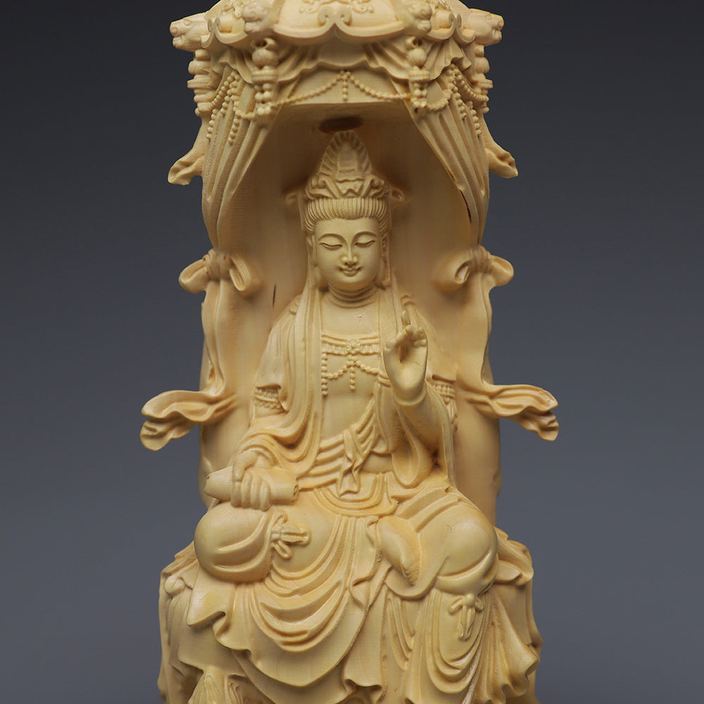 Guanyin Boxwood Pagoda Guanyin Ornaments Buddhist Writing Handicrafts