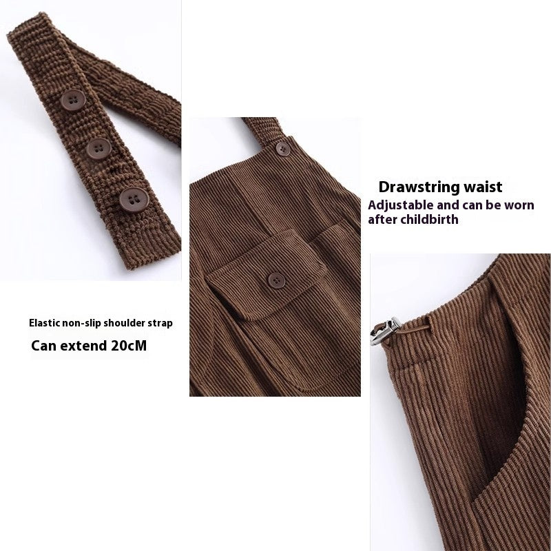 Corduroy Maternity Pants Thickened Autumn And Winter Suit Two-piece Set