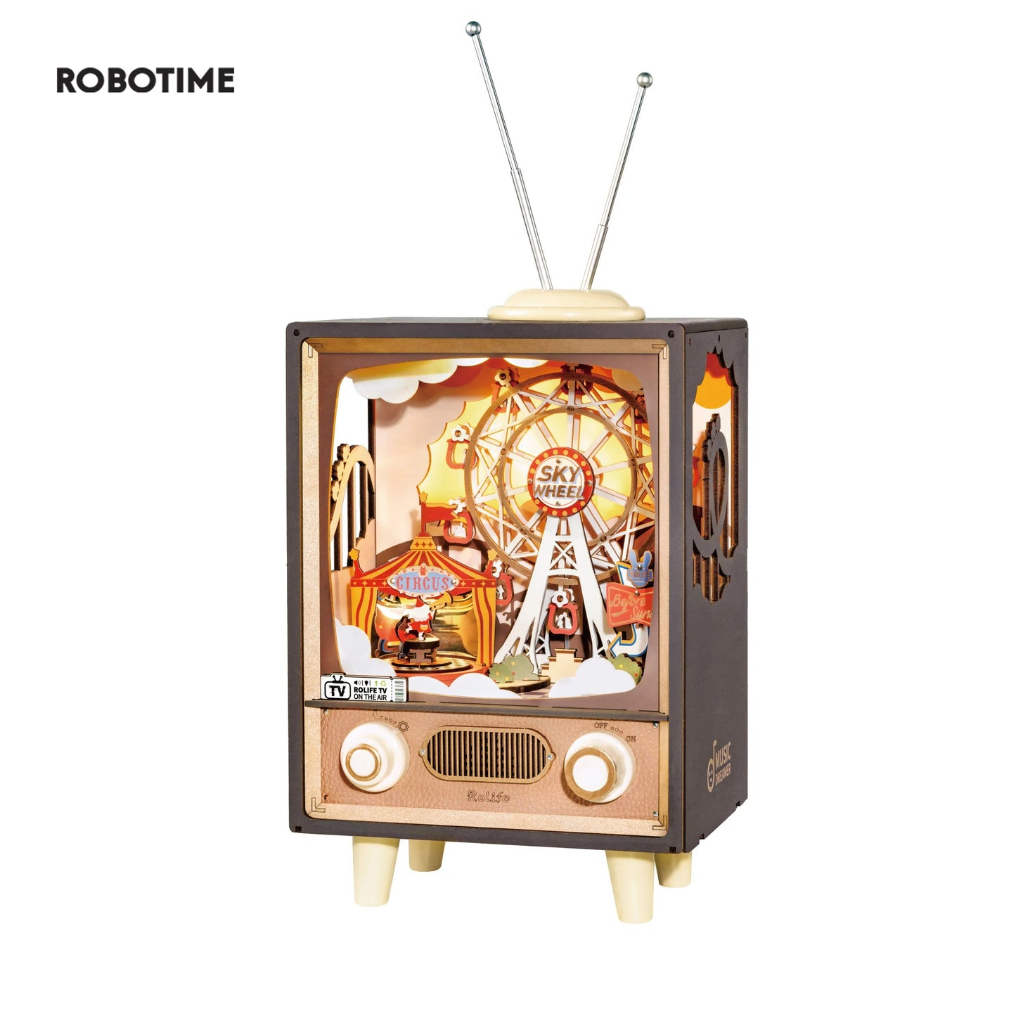 Robotime Rolife Sunset Carnival Music Boxes With Lights For Kids Adults Home Decoration Luxurious Design 3D Wooden Puzzle Toys*Shipping to Germany only