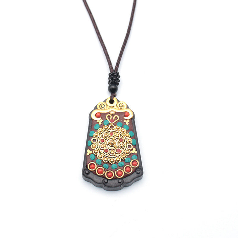 Tibetan Thangka Vintage Necklace Blackwood