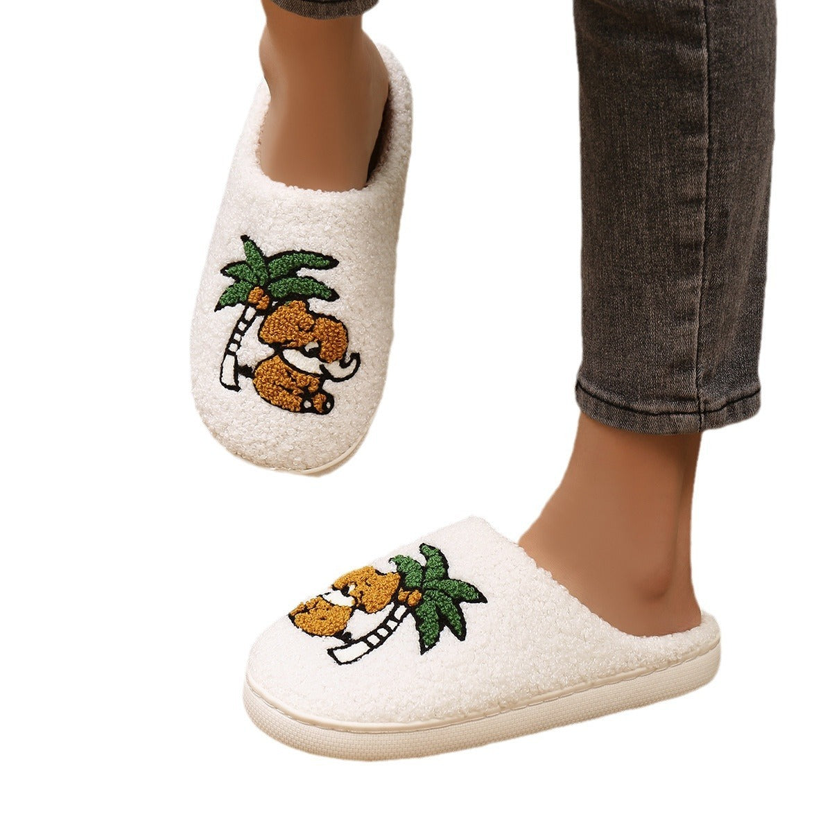 Cartoon Elephant Home Slippers Flat Non-slip Men And Women