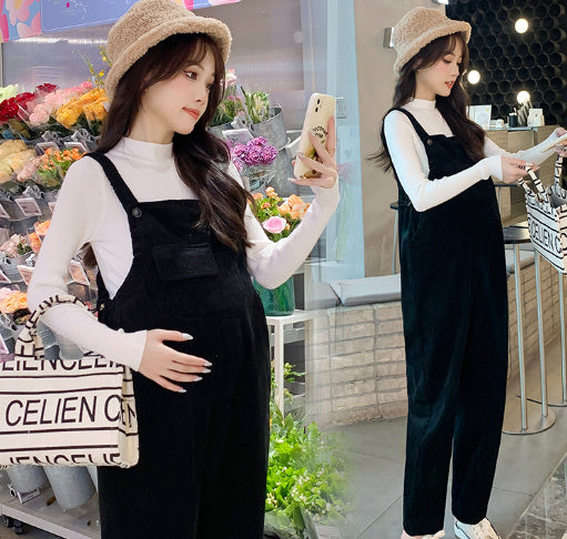 Corduroy Maternity Pants Thickened Autumn And Winter Suit Two-piece Set