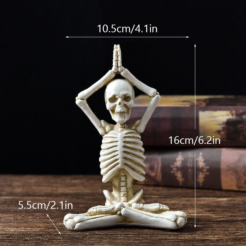 Halloween Horror Desktop Decoration Resin Ornaments Feature Modeling Yoga Skull Skeleton