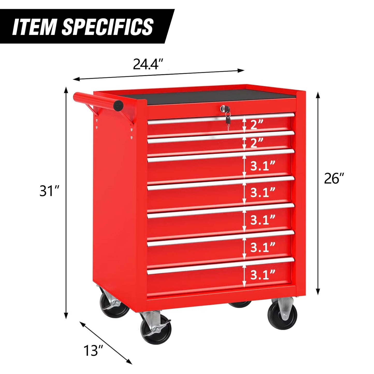 Rolling Tool Chest With 7 Drawer Tool Box With Wheels Multifunctional Tool Cart Mechanic Tool Storage Cabinet For Garage, Warehouse, Workshop, Repair Shop*Shipping to US only