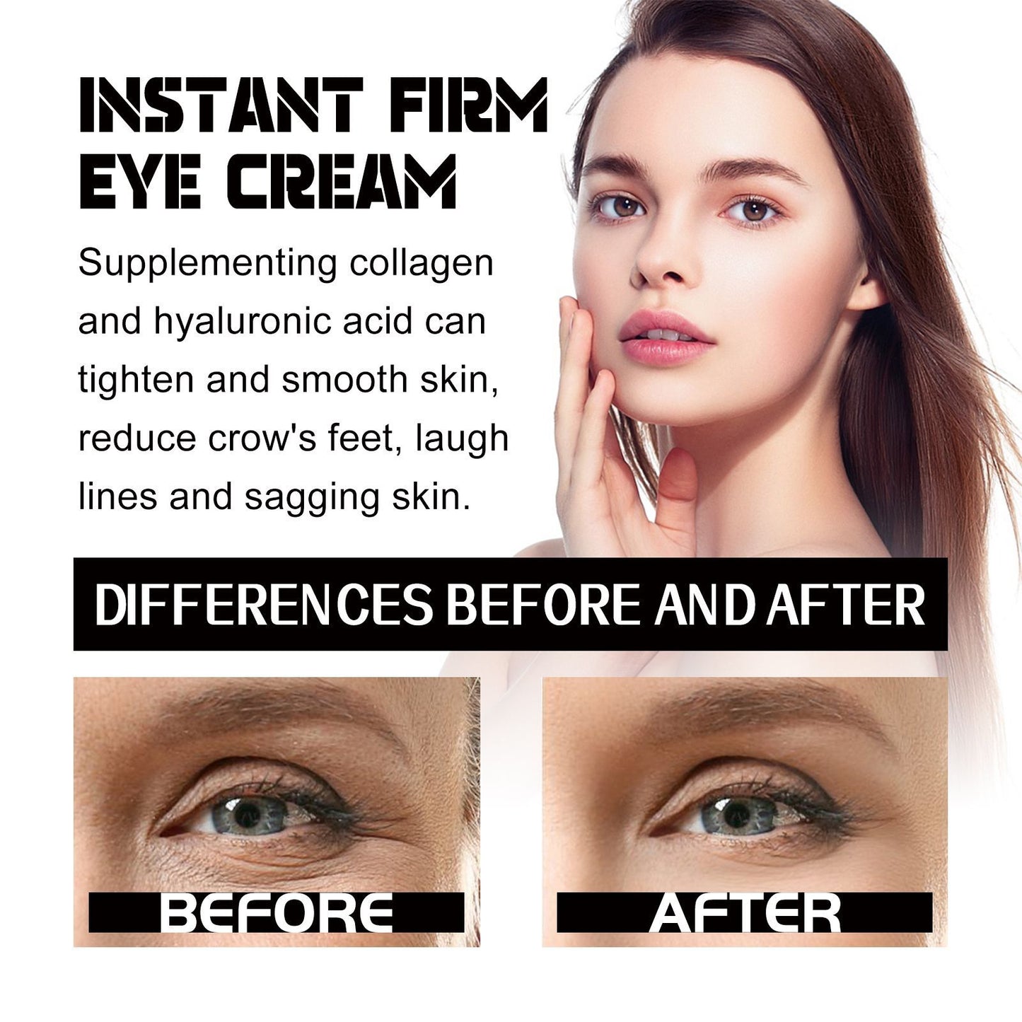 EELHOE Crema reafirmante y reafirmante para ojos que desvanece las líneas finas y las arrugas Reafirma e hidrata la piel Crema hidratante antiarrugas para los ojos