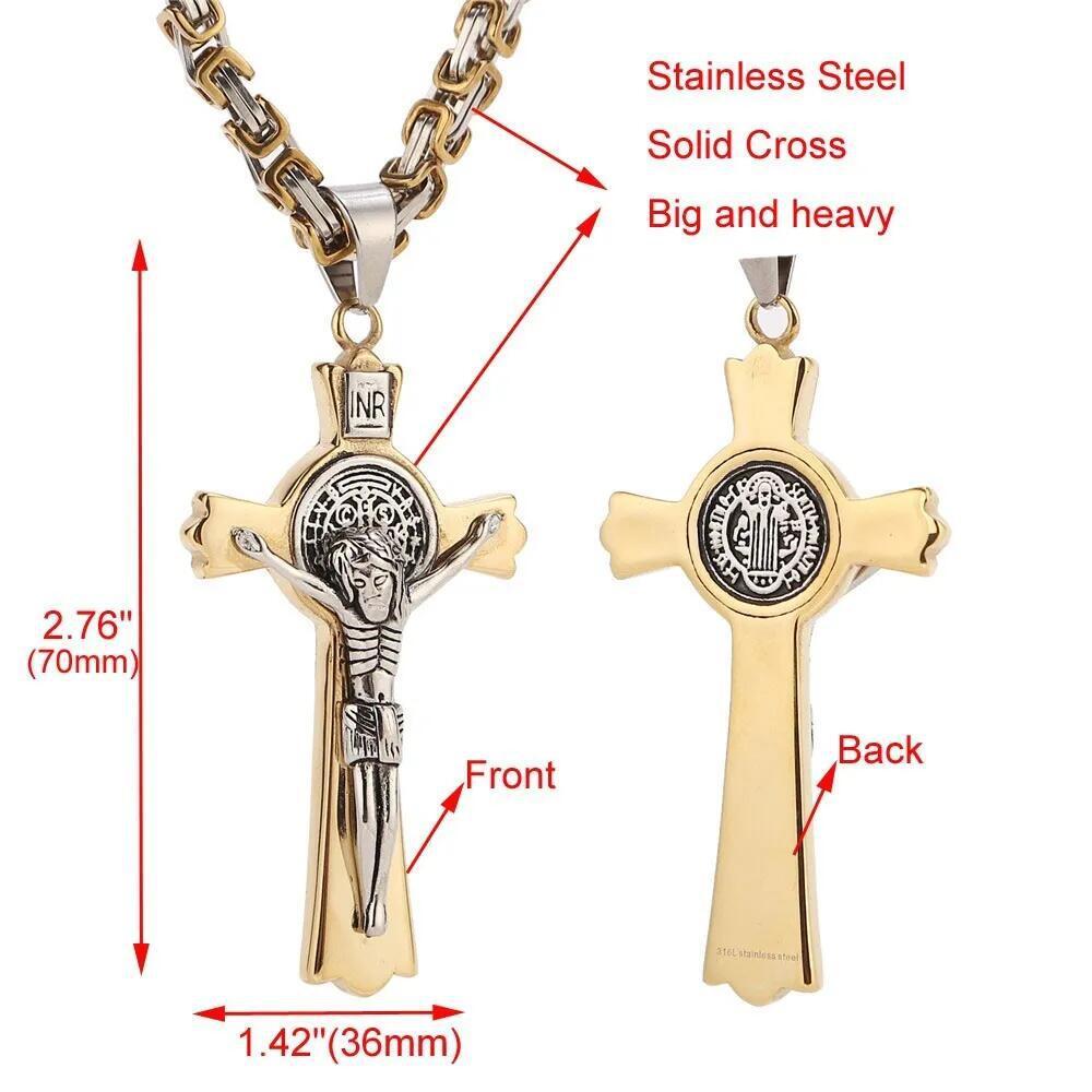 Man's Stainless Steel Vacuum Plating Colorfast Cross Necklace Pendant