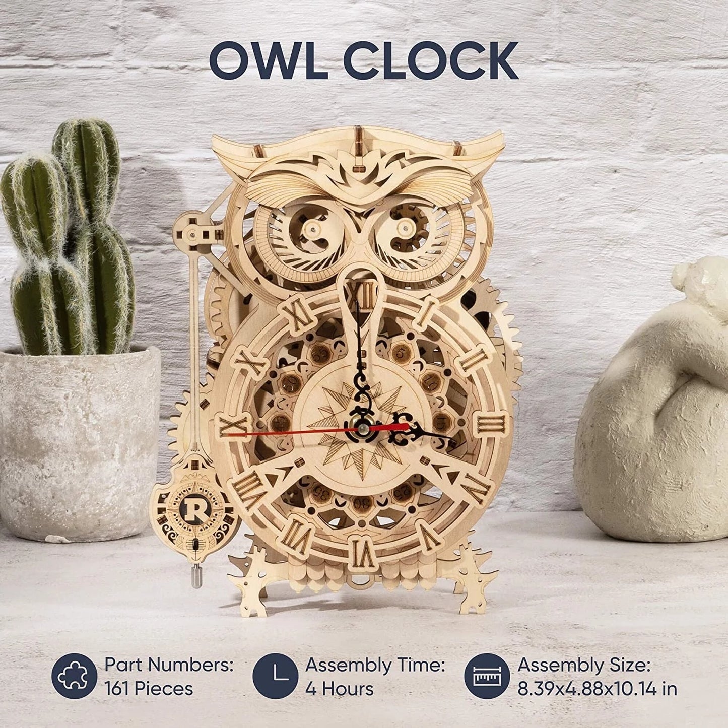 Robotime Rokr Creative DIY Toys 3D Owl Wooden Clock Building Block Kits For Children Christmas Gifts Home Decoration LK503*Shipping to Germany only