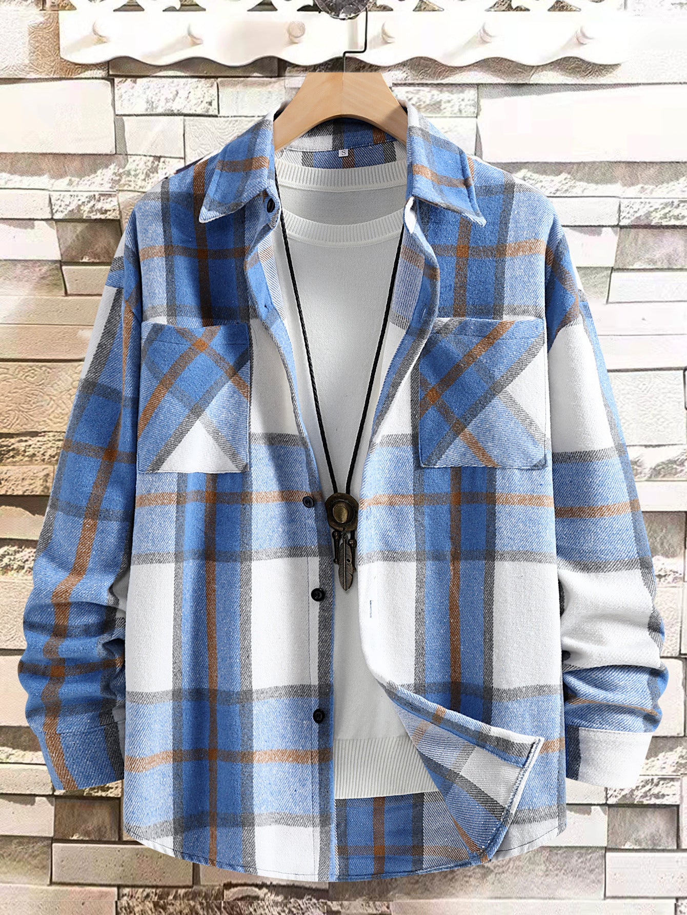 Men's Autumn And Winter Plaid Coat Shirt