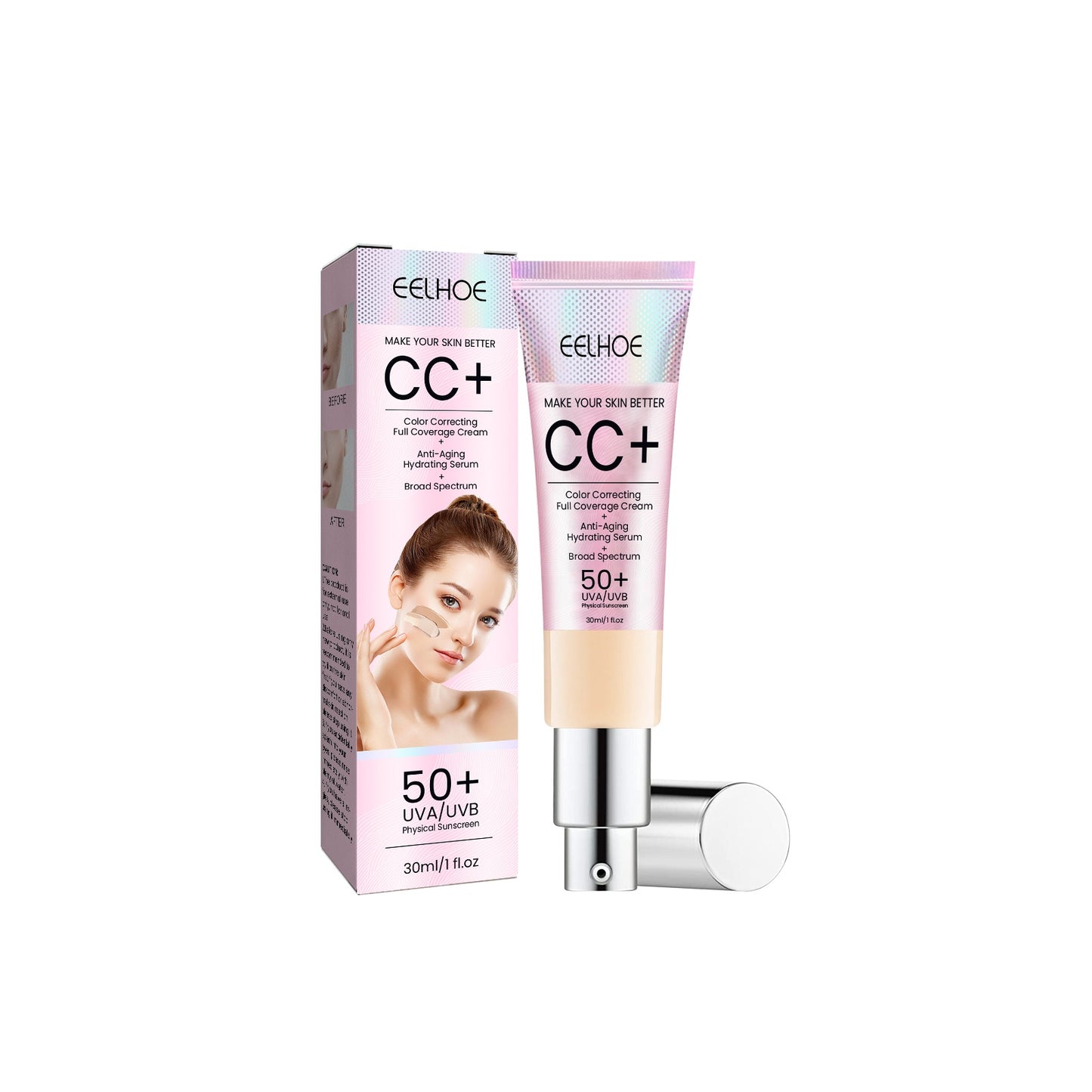 EELHOE-crema Cc para reparación facial, corrector Natural, resistente al agua, maquillaje que no se quita, hidratación, reparación hidratante, blanqueamiento de la piel